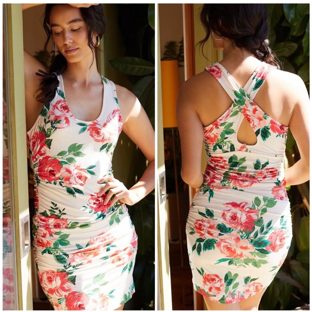 Daily Practice by Anthropologie Ruched Floral Bodycon Dress